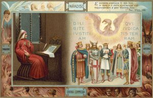Ilustracja do Boskiej komedii Dantego (kolorowa litografia) autorstwa Italian School