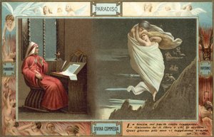 Ilustracja do Boskiej komedii Dantego (kolorowa litografia) autorstwa Italian School