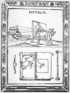 Ilustracja pomysłu Giulio Troilisa na wykorzystanie pantografu do rysowania w perspektywie, z oryginału opublikowanego w 1683 r. autorstwa Italian School
