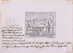 Scena wewnętrzna (ołówek na papierze) autorstwa Italian School