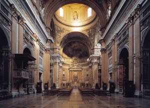 Widok wnętrza kościoła Gesu w Rzymie, ok. 1568 (Widok wnętrza Chiesa del Gesu w Rzymie, Włochy) autorstwa Italian School