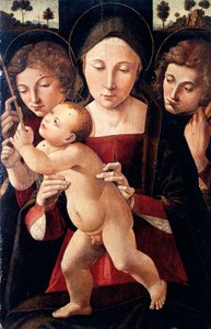 Włochy, Asyż, Madonna z Dzieciątkiem i dwoma aniołami autorstwa Italian School