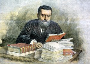 Jean Jaurès przy biurku do czytania (1859-1914) - w "La Tribuna illustrata" autorstwa Italian School