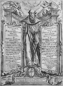 Joachim z Flory, ilustracja z „Przepowiedni opata Joachima”, 1589 (rycina) (fot. bw) autorstwa Italian School