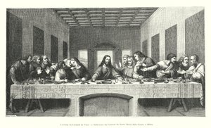 Ostatnia Wieczerza Leonarda da Vinci, refektarz klasztoru Santa Maria delle Grazie w Mediolanie (rycina) autorstwa Italian School
