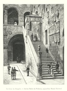 Dwór Bargello, Dawny Pałac Podestà, dziś Muzeum Narodowe (rycina) autorstwa Italian School