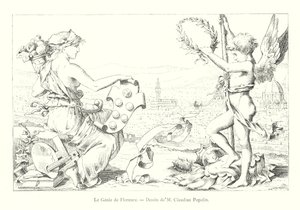 Geniusz Florencji, rysunek M Claudius Popelin (rycina) autorstwa Italian School