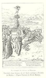 Triumf miłości, autorstwa Petrarki, faksymile ryciny z XV wieku przypisywanej Nicoletto da Modena, po rycinie British Museum (rycina) autorstwa Italian School