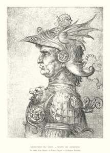 Leonardo da Vinci, Popiersie wojownika, Faksymile rysunku z Silverpoint, Kolekcja Malcolma (grafika) autorstwa Italian School