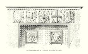 Herb Florencji na architrawie Porte de la Zecca (grafika) autorstwa Italian School