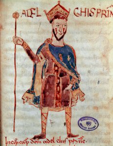 Lombard Prince Adalgis (zm. 788) Miniatura z „”Codex Legum Longobardorum”” (lub Langobardorum) opisująca prawa królestwa Lombardii ustanowionego przez króla Rothari autorstwa Italian School