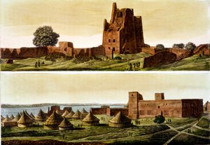 Dolny Egipt lub Sudan, Nil: Poniżej, wioska El-Querebyn, lata 20.-30. XIX wieku autorstwa Italian School