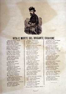 Słowa popularnej piosenki o rabusiach z Chiavone autorstwa Italian School