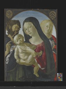 Madonna z Dzieciątkiem ze św. Janem Chrzcicielem i św. Marią Magdaleną (tempera na drewnie) autorstwa Italian School