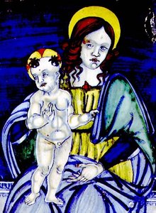 Madonna z Dzieciątkiem (tablica z majoliki) autorstwa Italian School
