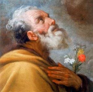Madonna z Dzieciątkiem ze świętymi Józefem i Grzegorzem Wielkim oraz duszami czyśćcowymi, fragment twarzy św. Józefa autorstwa Italian School