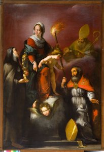 Madonna z Dzieciątkiem i św. Klarysą, Ambrożym i Erazmem, ok. 1625 autorstwa Italian School