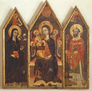 Madonna z Dzieciątkiem pomiędzy św. Klarą i św. Bazylią autorstwa Italian School
