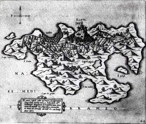 Mapa wyspy Zante, weneckiej twierdzy przeciwko Turkom autorstwa Italian School