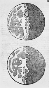 Mapy księżyca, ilustracja z Sidereus Nuncius autorstwa Galileo Galilei, 1610