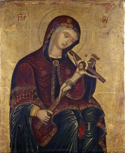 Maryja z Krucyfiksem (tempera na wierzbie) autorstwa Italian School