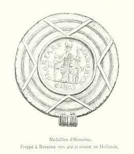 Medalion Honoriusza, wybity w Rawennie ok. 402 r. i znaleziony w Holandii (rycina) autorstwa Italian School