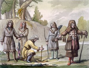 Mężczyźni z Kamczatki, dalekowschodnia Rosja, ok. 1820-30s autorstwa Italian School