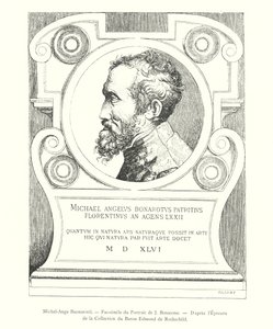 Michel-Ange Buonarotti, Faksymile portretu J Bonasone, według dowodu z kolekcji barona Edmonda de Rothschilda (rycina) autorstwa Italian School