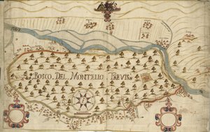 Montello, mapa, XVIII wiek, Wenecja Euganejska, Włochy autorstwa Italian School