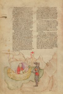 Pani Fr 343 fol.32v Biały statek przybywa na ratunek Percival, z Queste del Saint Graal, ok. 1380-85 autorstwa Italian School