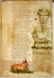 Pani Ital 483 P.4.7 f.156v Baran i Byk, z „Dittamondo” Fazio degli Uberti (welum) autorstwa Italian School