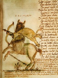 Pani Ital 483 P.4.7 f.157v Strzelec, z „Dittamondo” Fazio degli Uberti (welum) autorstwa Italian School