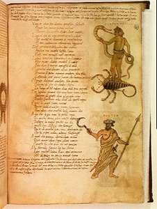 Pani Ital 483 P.4.7 f.160v Serpentarius and Bootes, z „Dittamondo” Fazio degli Uberti (welum) autorstwa Italian School