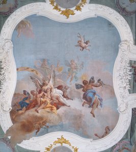 Scena mitologiczna ze znakiem zodiaku (fresk) autorstwa Italian School