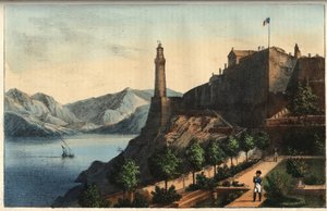 Napoleon na Elbie - Napoleon na Elbie - Portoferraio - Wyspa Elba - Napoleon w Ogrodzie Gubernatora 1814-1815 - grawer z „” Zwyczaje i zwyczaje wszystkich narodów wszechświata. To jest historia rządu, praw, milicji, religii wszystkich… autorstwa Italian School