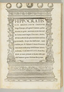 Osiemdziesiąt tomów, korpus Hipokratesa przetłumaczony z greki na łacinę przez Marka Fabiusa Calvusa (ok. 1440-1527), Rzym: Franciscus Minutius Calvus autorstwa Italian School