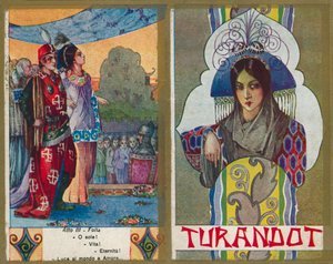 Jedna z ilustracji do opery Turandot Pucciniego (kolorowa litografia) autorstwa Italian School