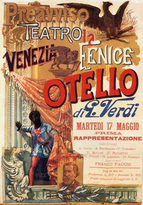 Otello: plakat do prawykonania opery Verdiego Otello w Teatro Fenice w Wenecji