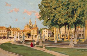 Padwa / Padwa: Piazza Vittorio Emanuele, Prato della Valle (chromolitho) autorstwa Italian School