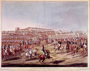 Parada kawalerii włoskiej Królestwa Włoch. Druki z początku XIX wieku autorstwa Italian School