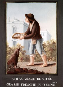 Petites Metiers Neapolitańczycy: sprzedawca wymion krów - (Stary handel: sprzedawca wymion krów) Akwarela z XIX wieku - Neapol Museo Nazionale di San Martino autorstwa Italian School