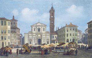 Piazza Santo Stefano z Widoków Mediolanu i okolic autorstwa Italian School