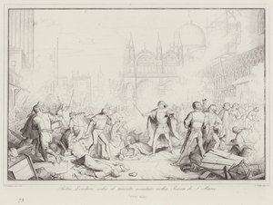 Pietro Loredano tłumi zgiełk, który miał miejsce na Piazza di San Marco autorstwa Italian School