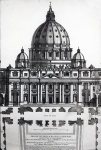 Plan św. Piotra, Rzym, rytowany przez Alessandro Specchi autorstwa Italian School