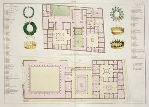 Plany Domu Kwestora i Domu Fauna, Pompeje, tablica 25A, klasa 5 z części I Dziejów Narodów (akwatinta) autorstwa Italian School