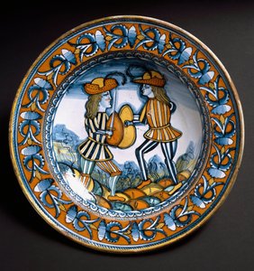 Tabliczka przedstawiająca dwóch walczących żołnierzy, ok. 1520 autorstwa Italian School