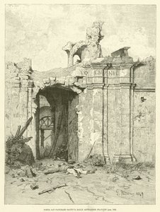 Porta San Pancrazio pobity przez francuską artylerię (rycina) autorstwa Italian School