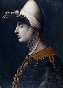 Portret hrabiny Matyldy Toskańskiej, znanej jako Canossa (Matylda de Briey) (1046-1115) (Matilde di Toscana) (Matilde di Canossa) - Matylda Toskańska, Anonim, połowa XVI w. - Olej na kamieniu, 49,5x36 - kolekcja prywatna autorstwa Italian School
