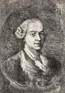 Portret Carlo Goldoniego (1707-1793), włoskiego dramaturga, rycina Marco Pitteri z obrazu Giambattisty Piazzetta i rysunku E Ximenesa, rycina z L