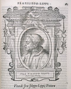 Portret Fra Filippo Lippi (ok. 1406-69) z Vasaris Lives of the Artists, po raz pierwszy opublikowany 1550 autorstwa Italian School